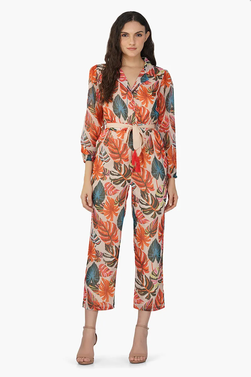 Alisha Leaf Printed Jumpsuit