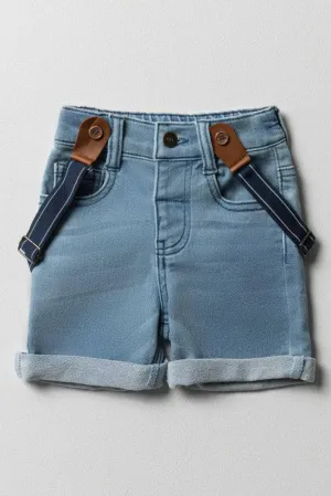 Braced Denim Shorts Blue