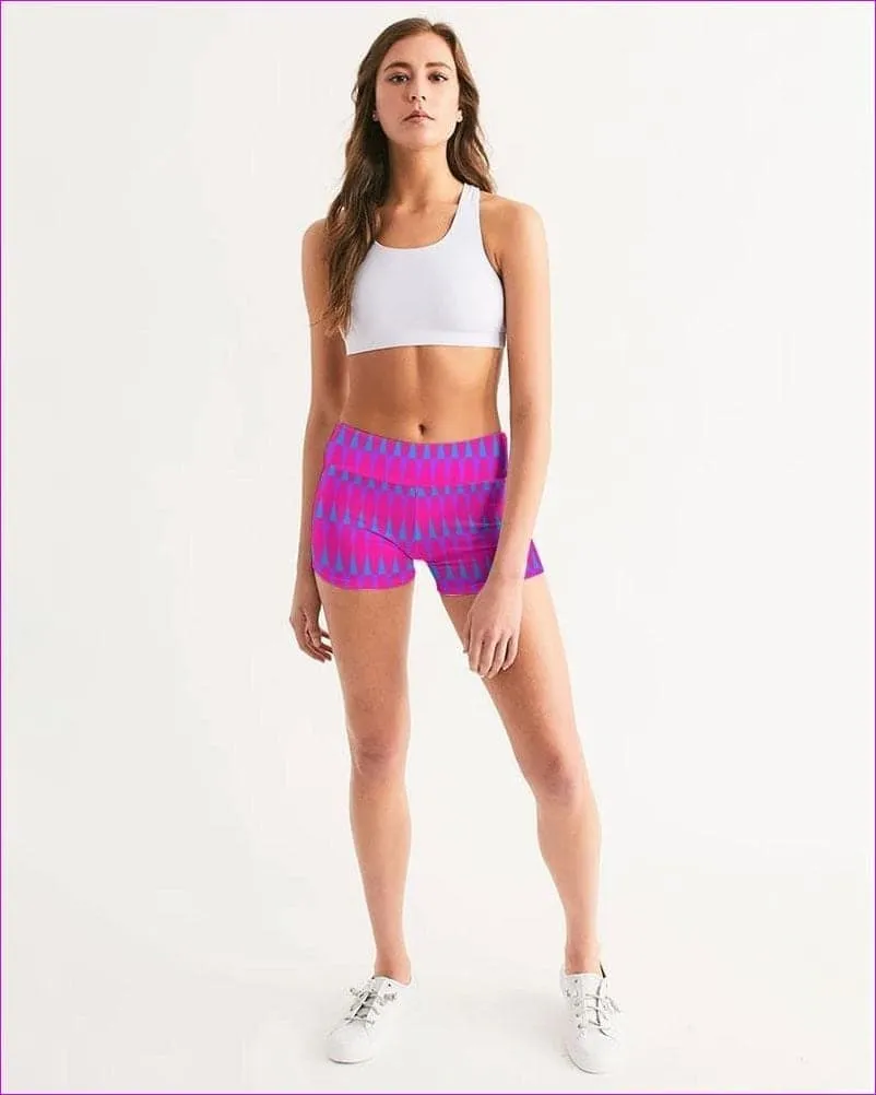 Candy Checkered Womens Mid-Rise Yoga Shorts