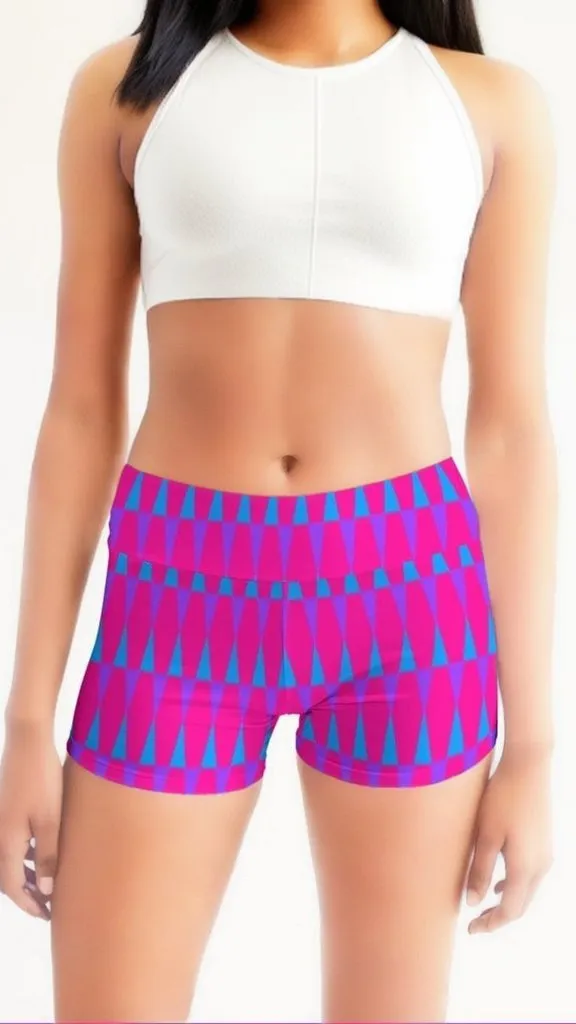 Candy Checkered Womens Mid-Rise Yoga Shorts