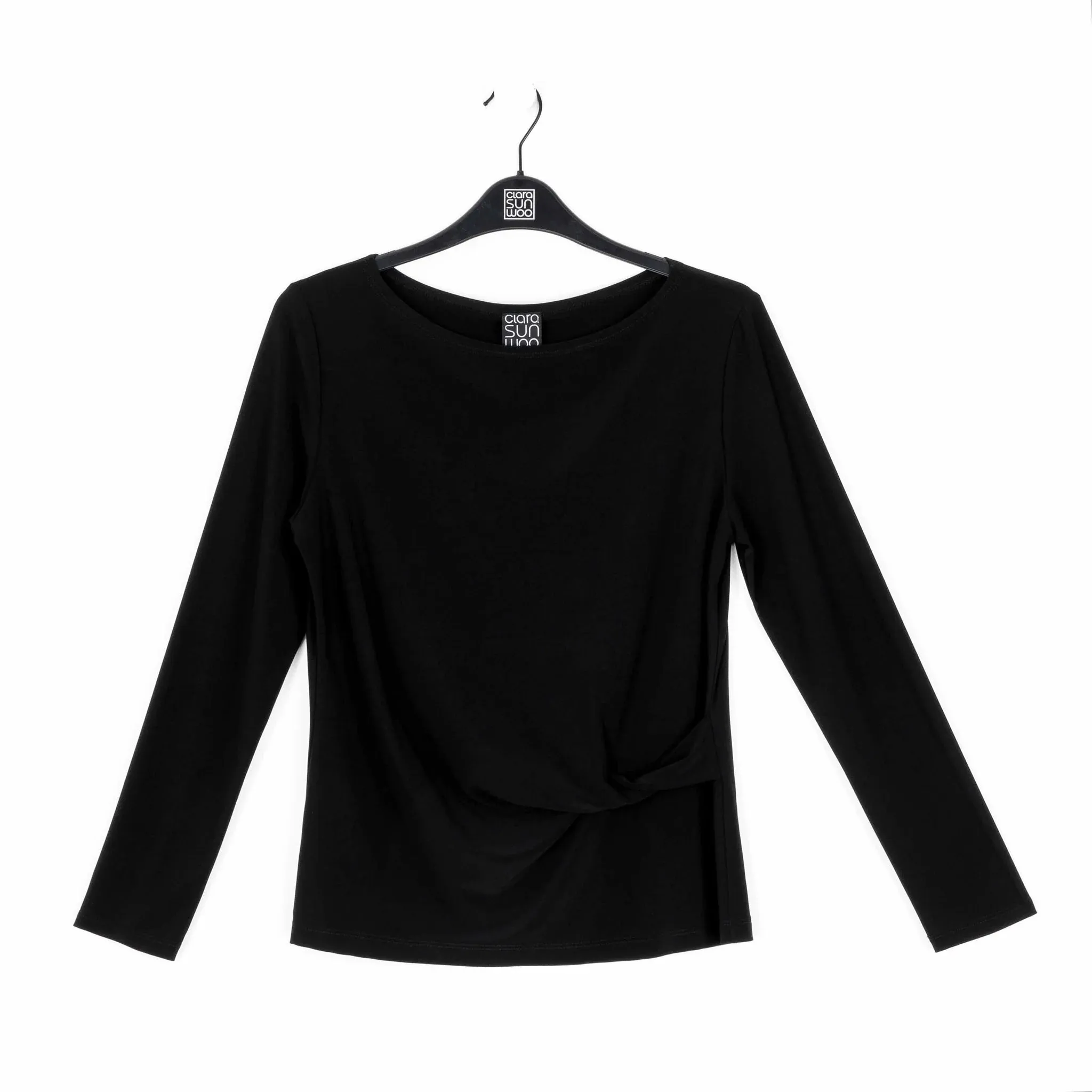 Clara Sunwoo - Soft Knit Top w/Side Twist Detail - Black