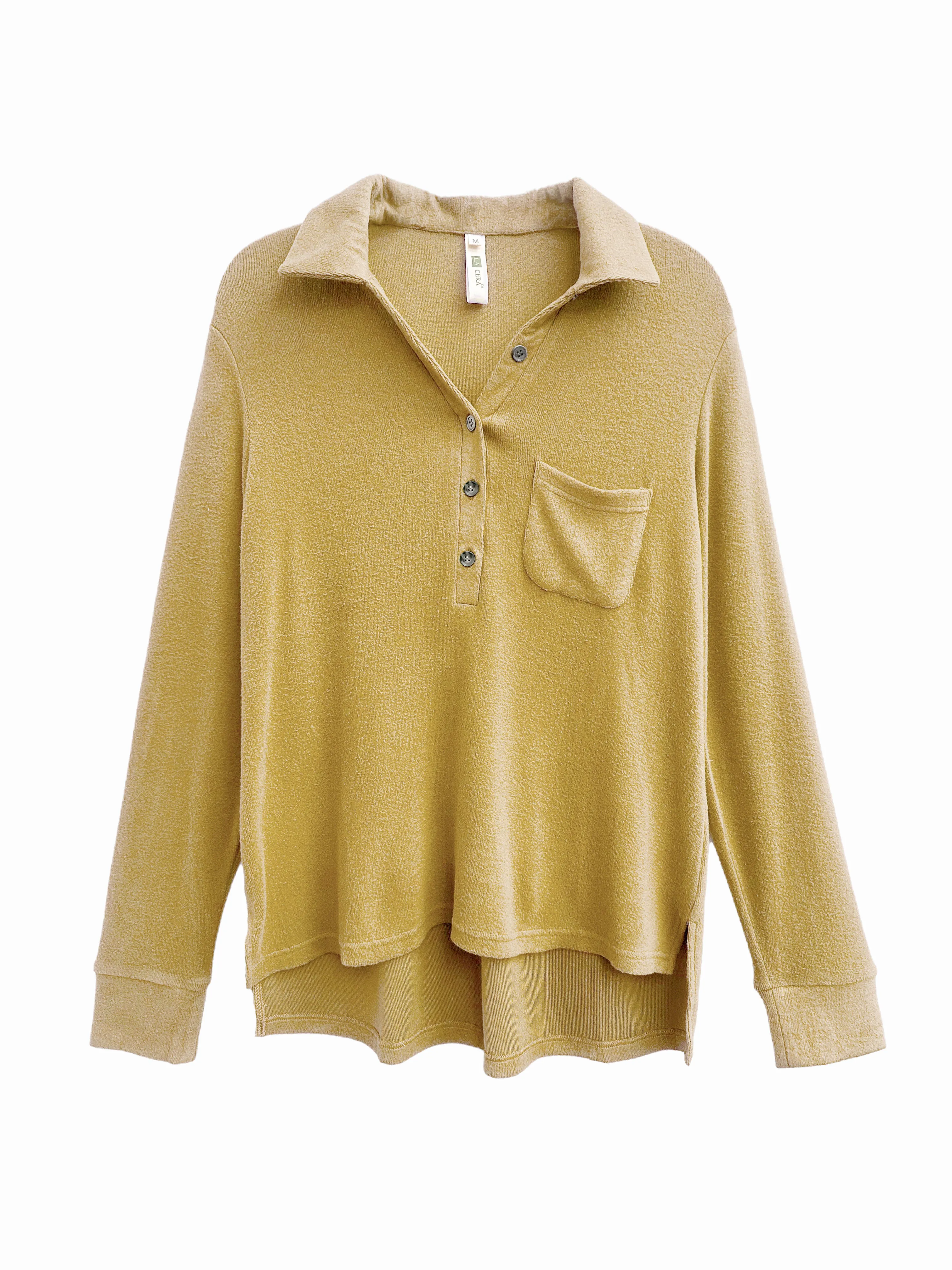 Comfort Luxe Collection Cozy Knit Notch Collar Shirt