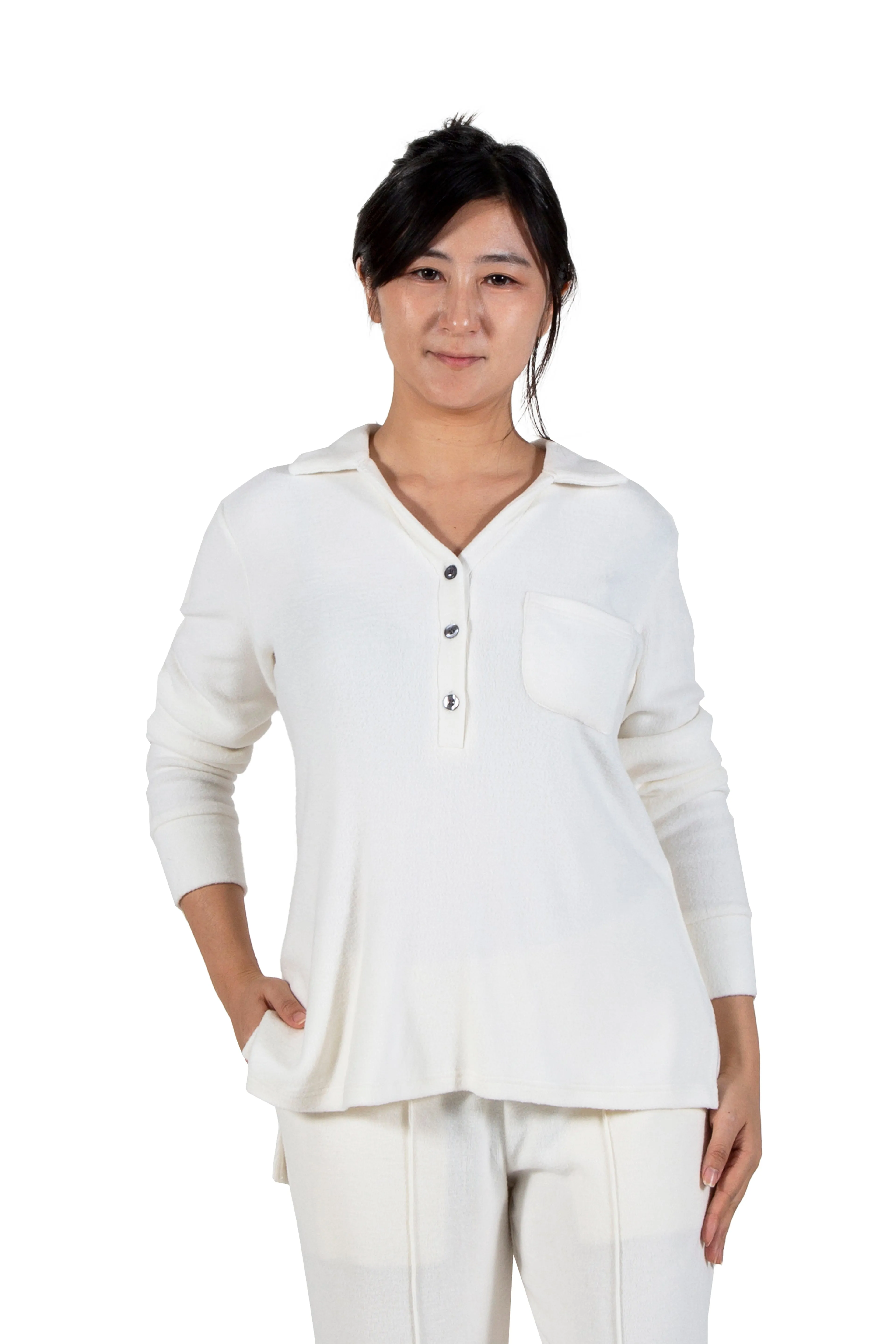 Comfort Luxe Collection Cozy Knit Notch Collar Shirt