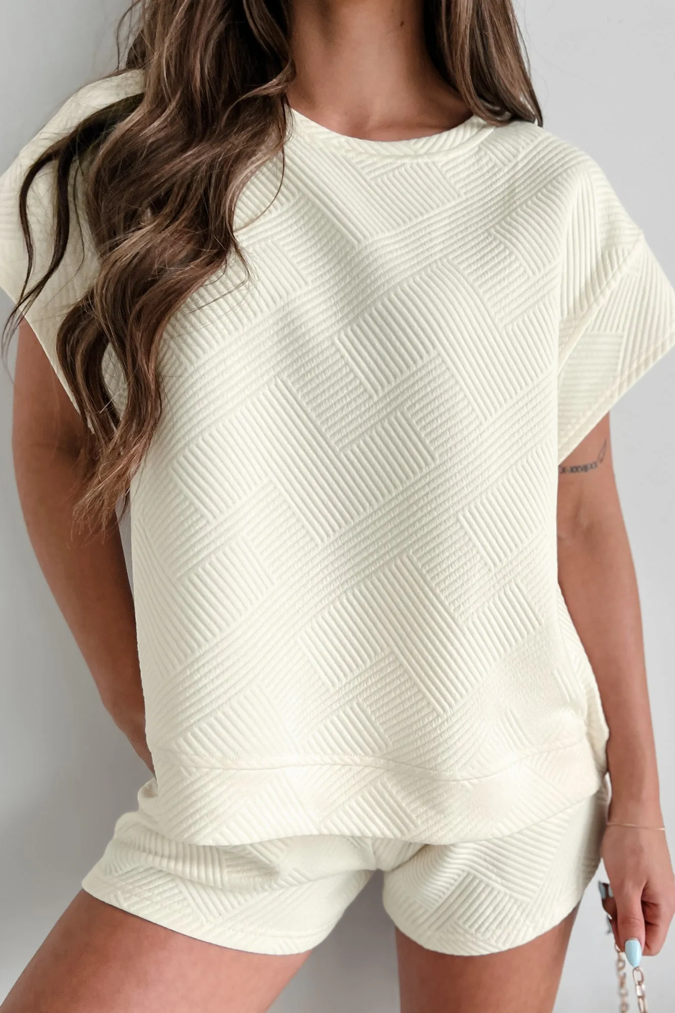 Cool & Collected Oversized Geometric Top (Cream)