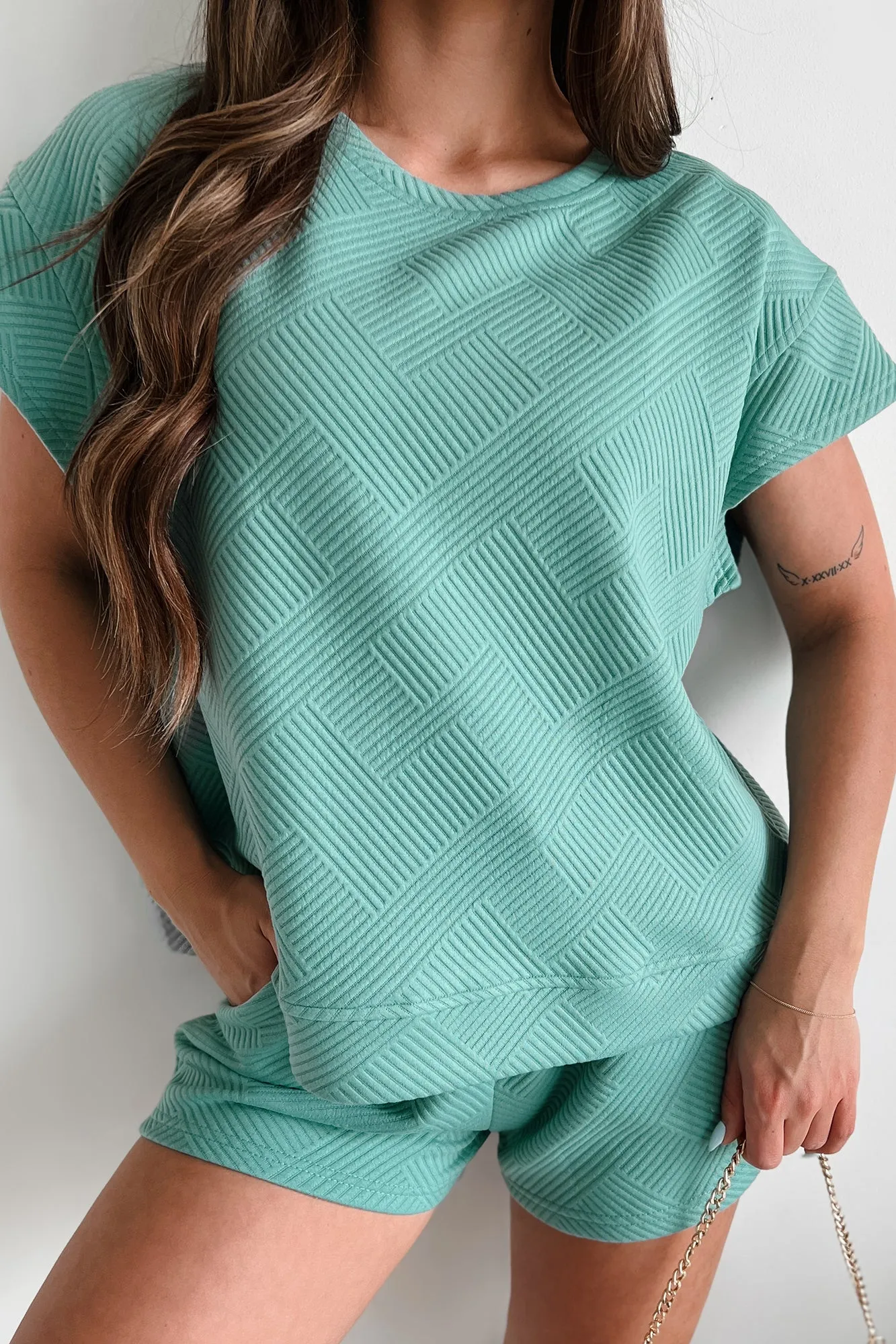 Cool & Collected Oversized Geometric Top (Sage)