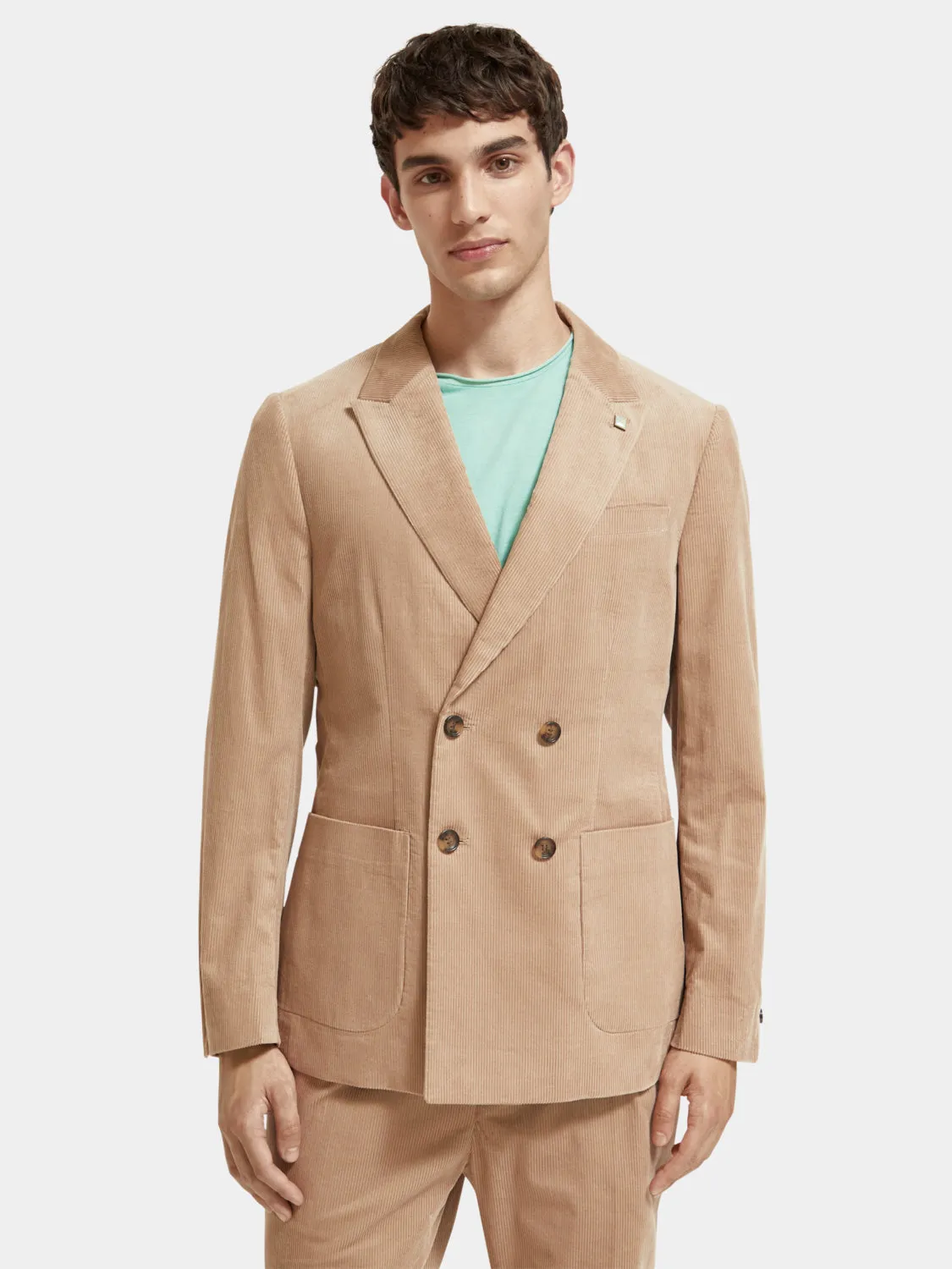 Double-breasted corduroy blazer