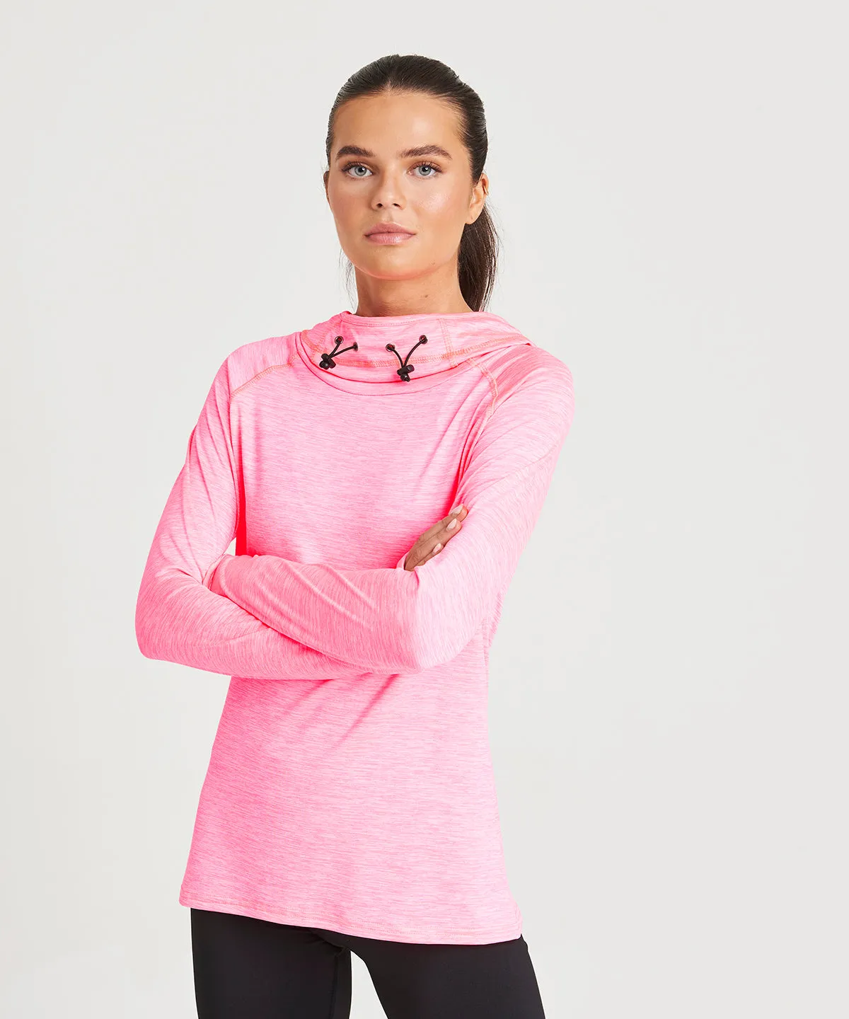 Electric Pink Melange - Women's cool cowl neck top