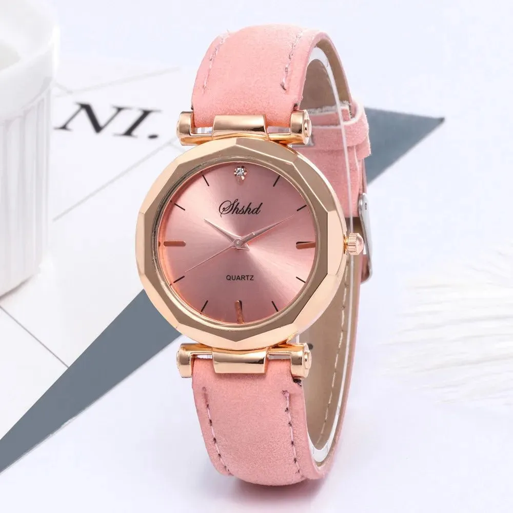 Fashion Women Leather Casual Watch Luxury Analog Quartz Crystal Wristwatch Women'S Business Watch RelóGio Feminino 2023