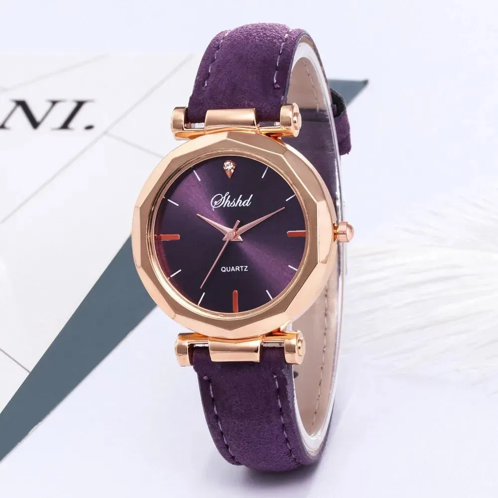 Fashion Women Leather Casual Watch Luxury Analog Quartz Crystal Wristwatch Women'S Business Watch RelóGio Feminino 2023