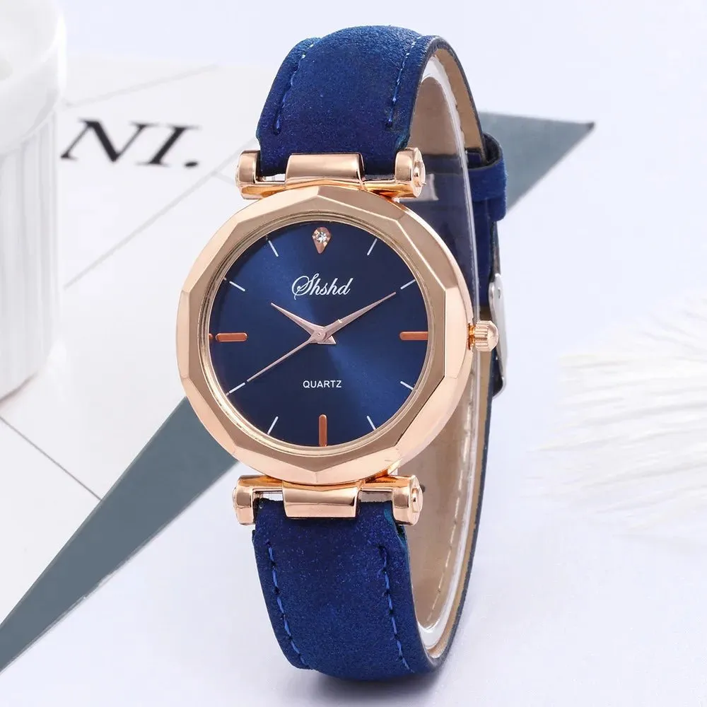 Fashion Women Leather Casual Watch Luxury Analog Quartz Crystal Wristwatch Women'S Business Watch RelóGio Feminino 2023