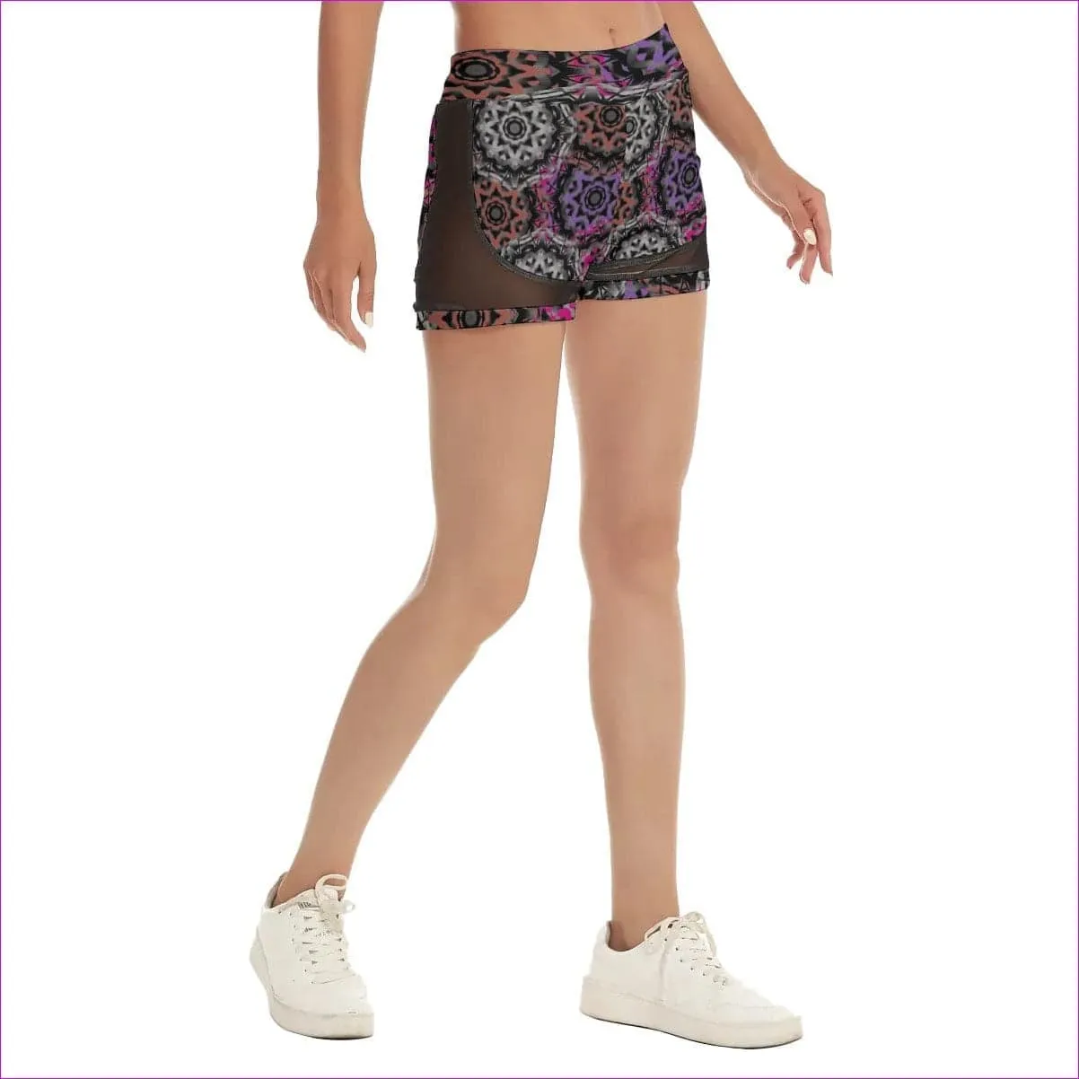 Mandala Graffiti Womens Net Yarn Shorts