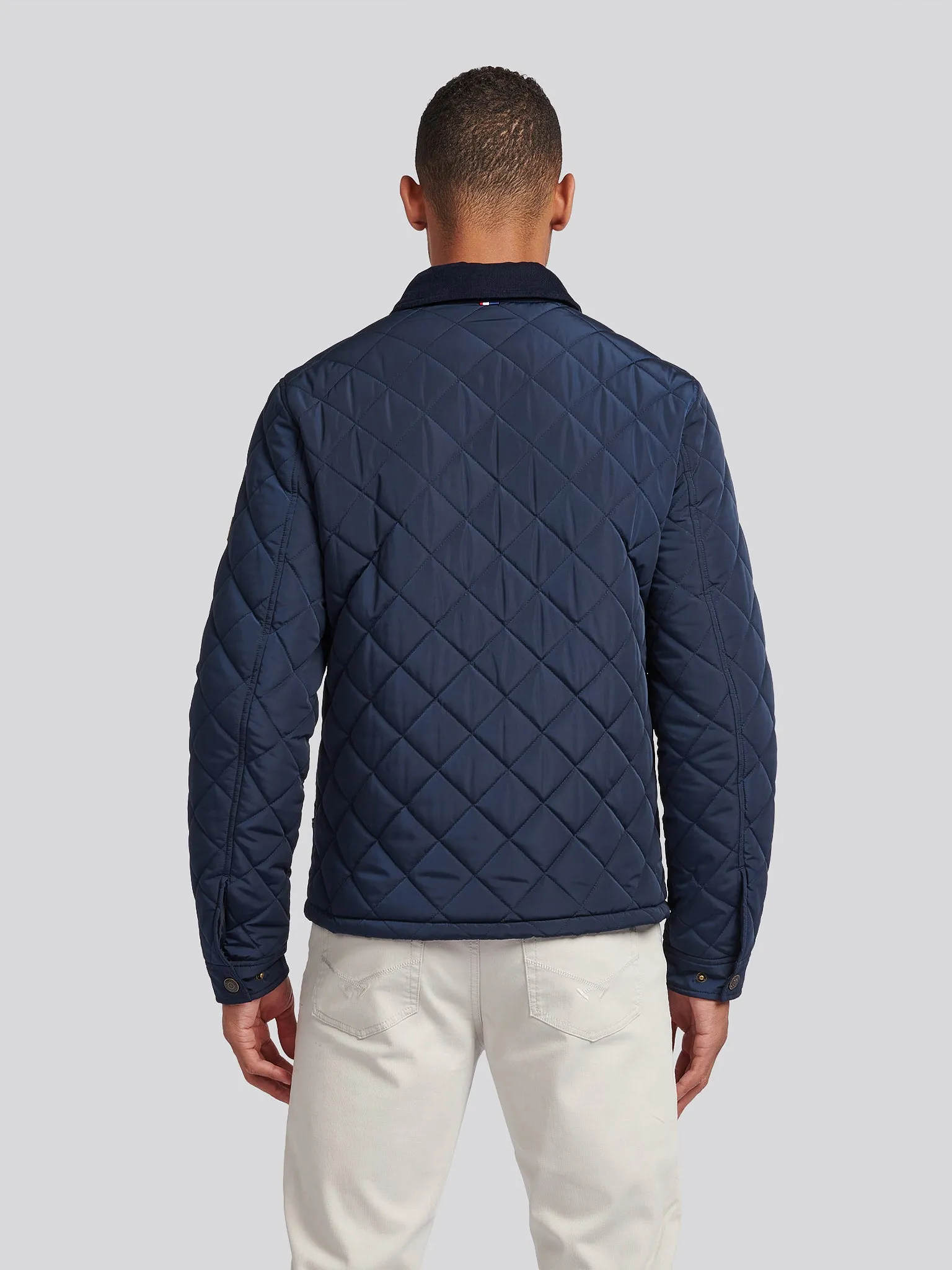 Mens Diamond Quilt Padded Jacket in Dark Sapphire Navy