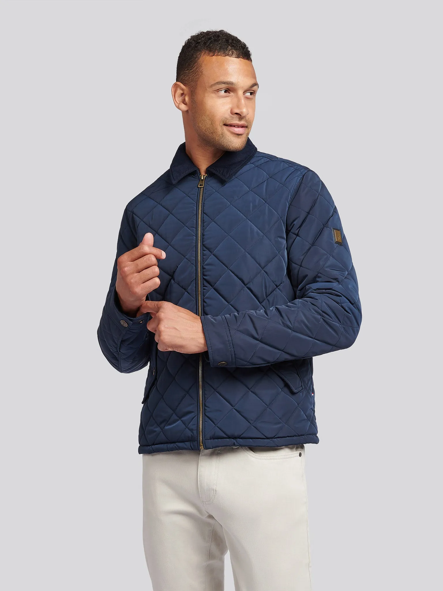 Mens Diamond Quilt Padded Jacket in Dark Sapphire Navy