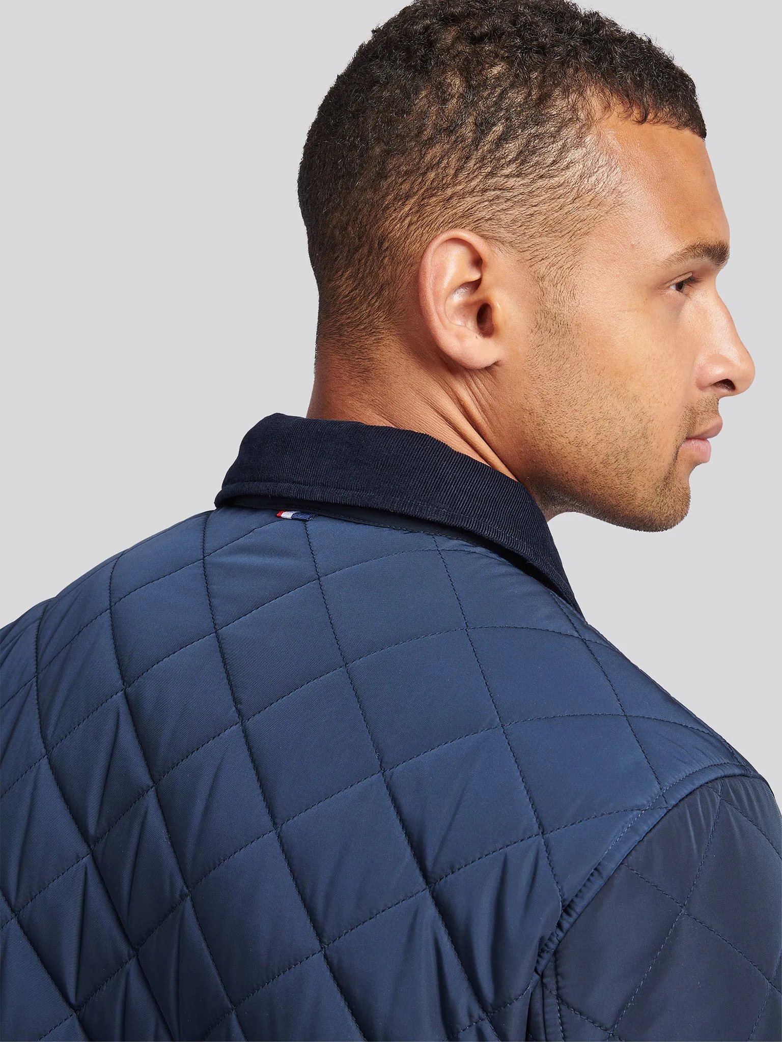 Mens Diamond Quilt Padded Jacket in Dark Sapphire Navy