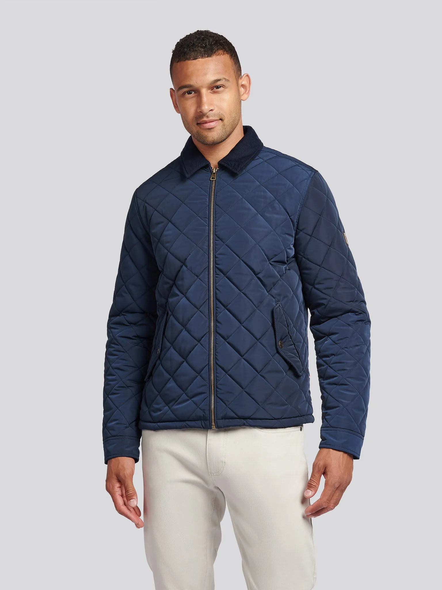 Mens Diamond Quilt Padded Jacket in Dark Sapphire Navy