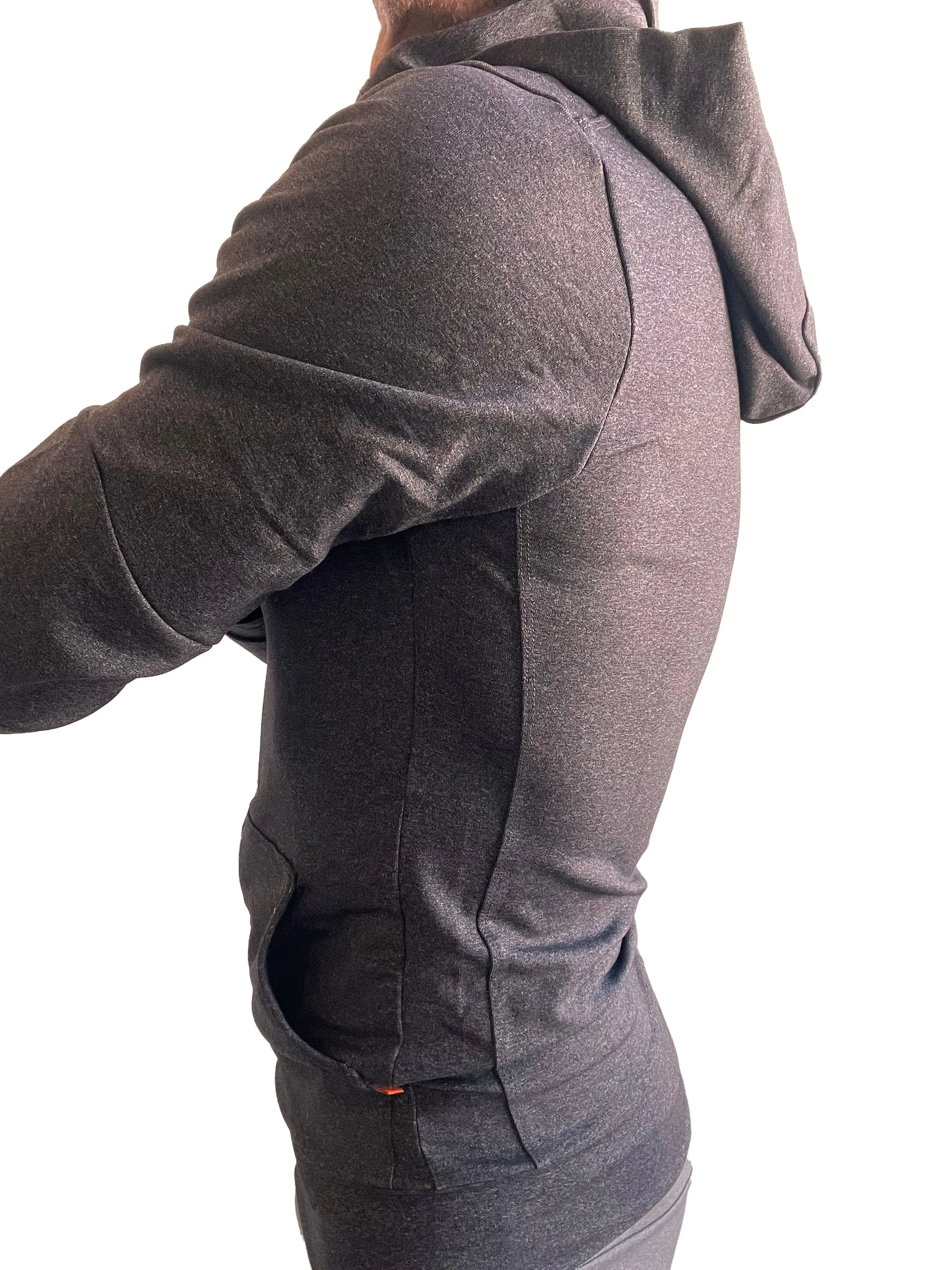 PERFORMANCE-premium Form-fit Crossover Yoga Track Hoodie (Charcoal Heather)