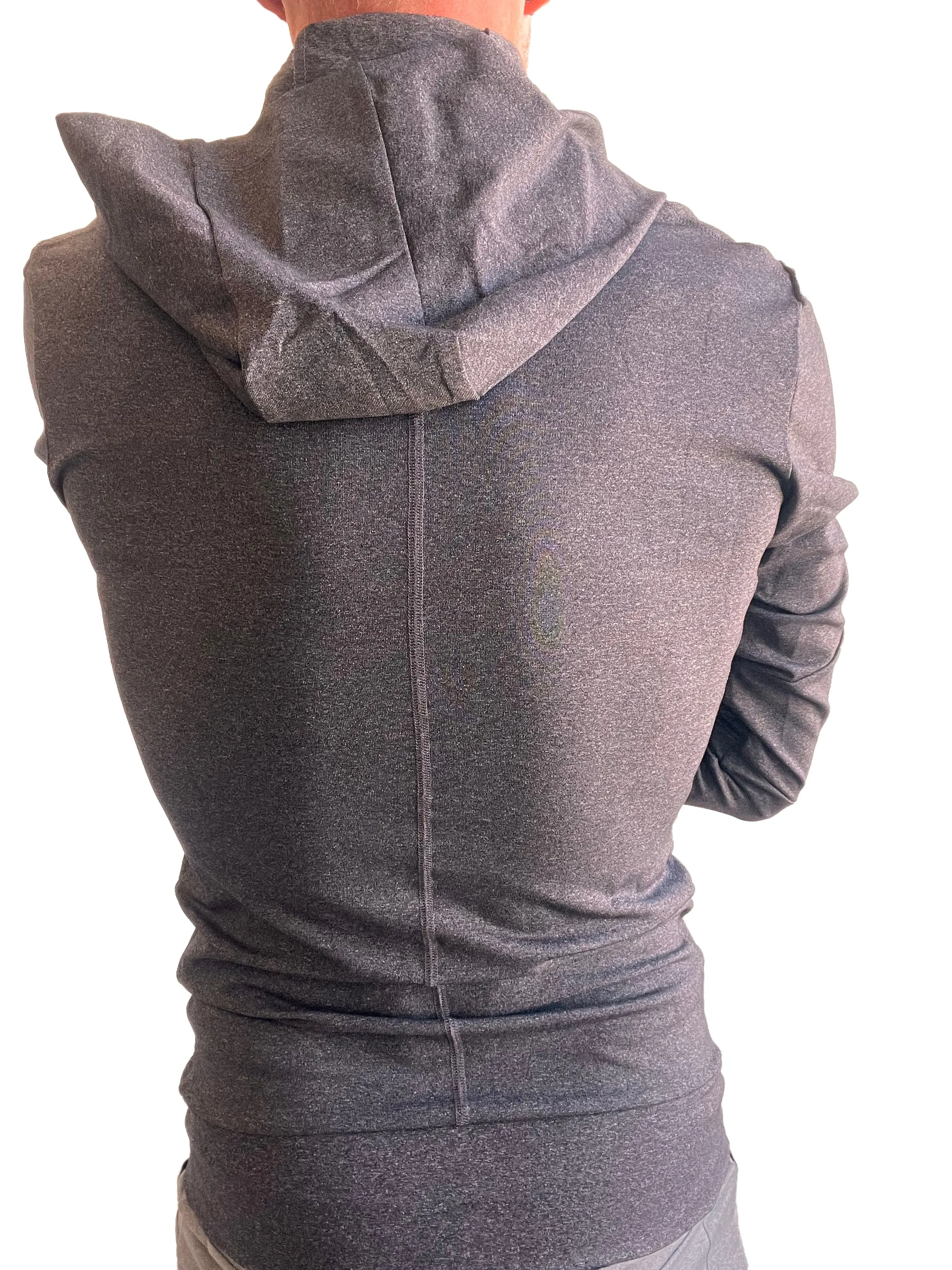 PERFORMANCE-premium Form-fit Crossover Yoga Track Hoodie (Charcoal Heather)