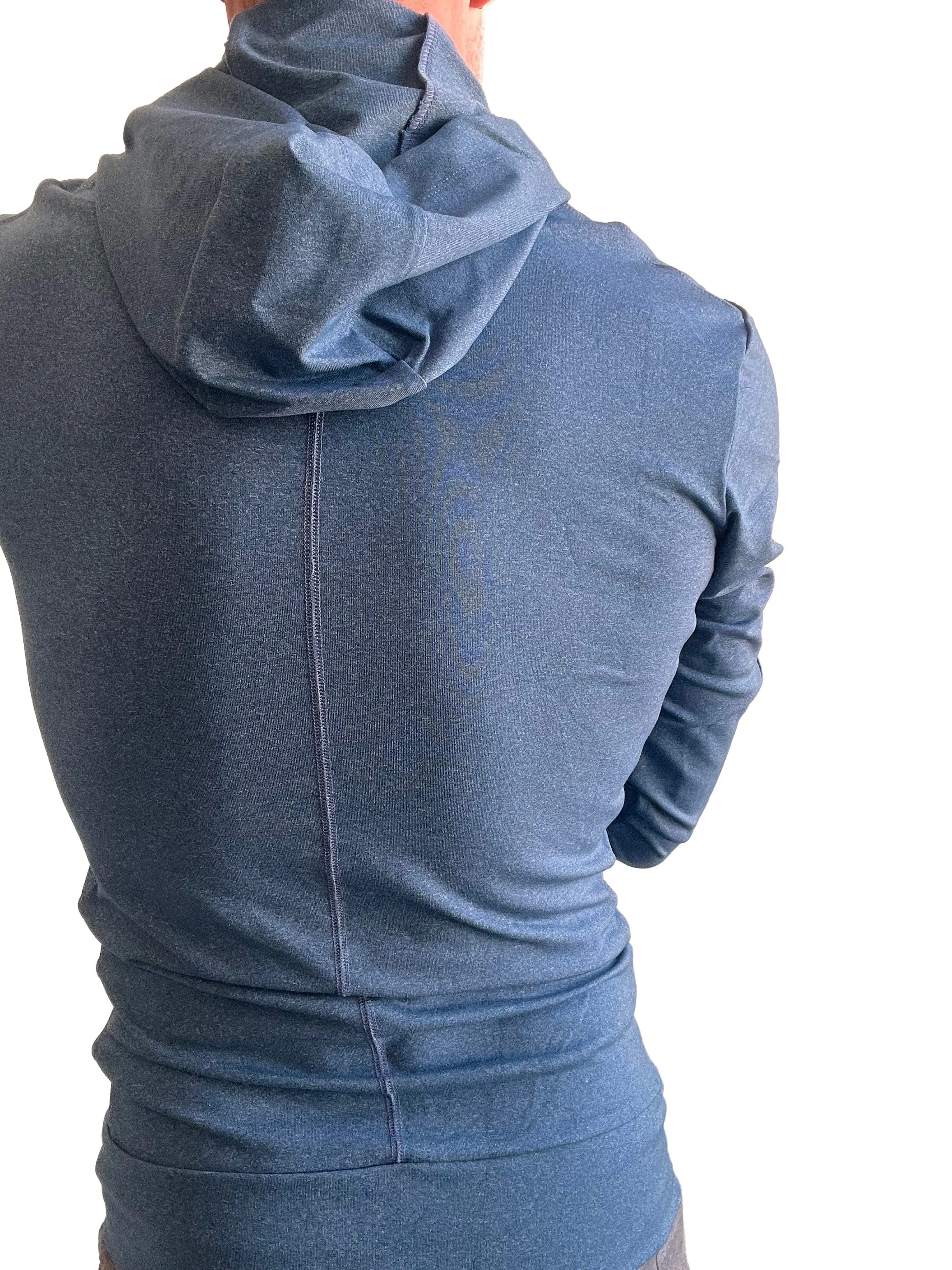 PERFORMANCE-premium Form-fit Crossover Yoga Track Hoodie (Coral Blue Heather)