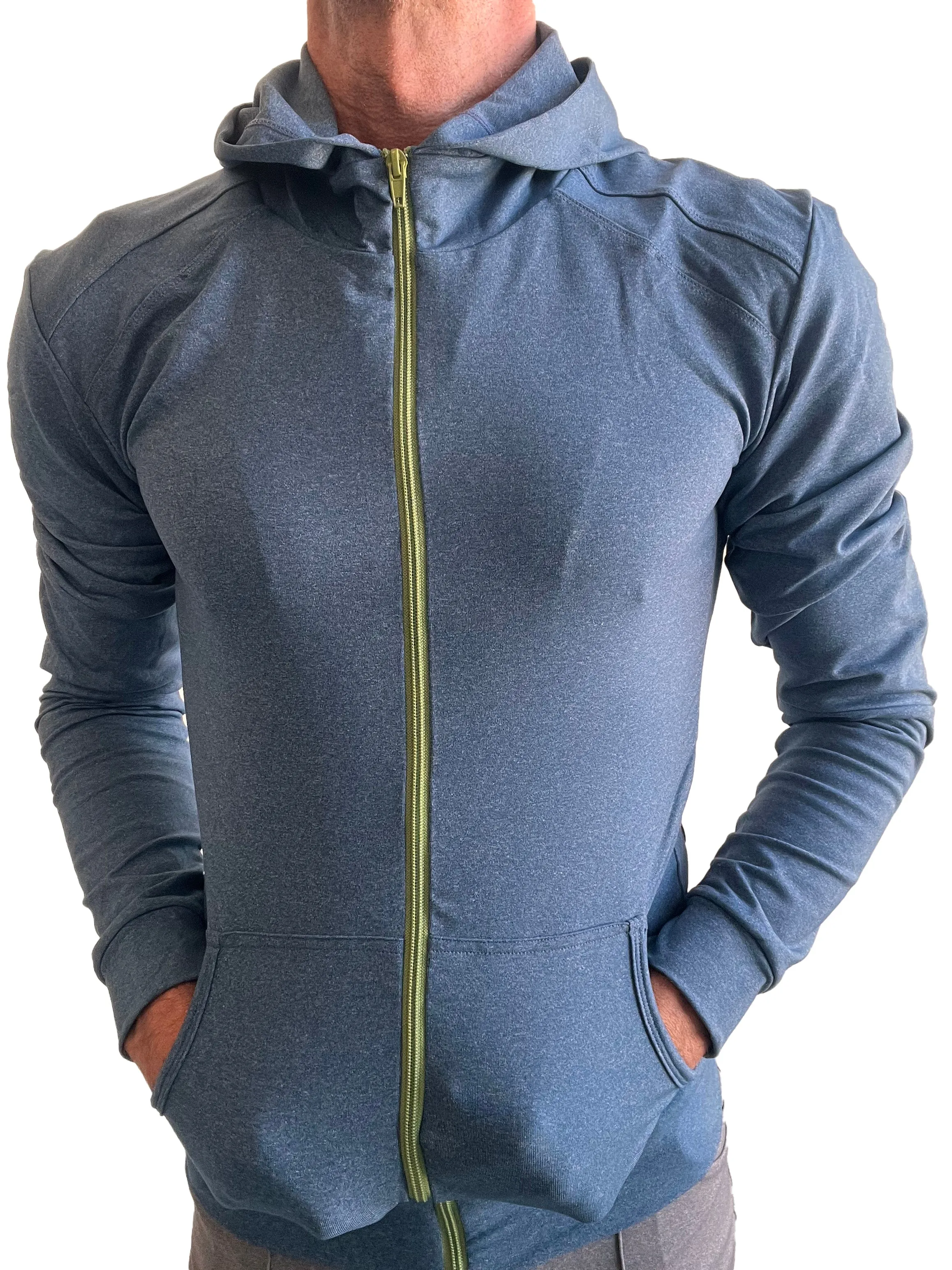 PERFORMANCE-premium Form-fit Crossover Yoga Track Hoodie (Coral Blue Heather)