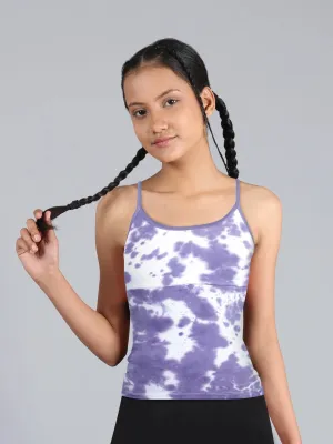 Purple Tie Dye High Coverage Cotton Starter Camisole Bra with Adjustable Strap