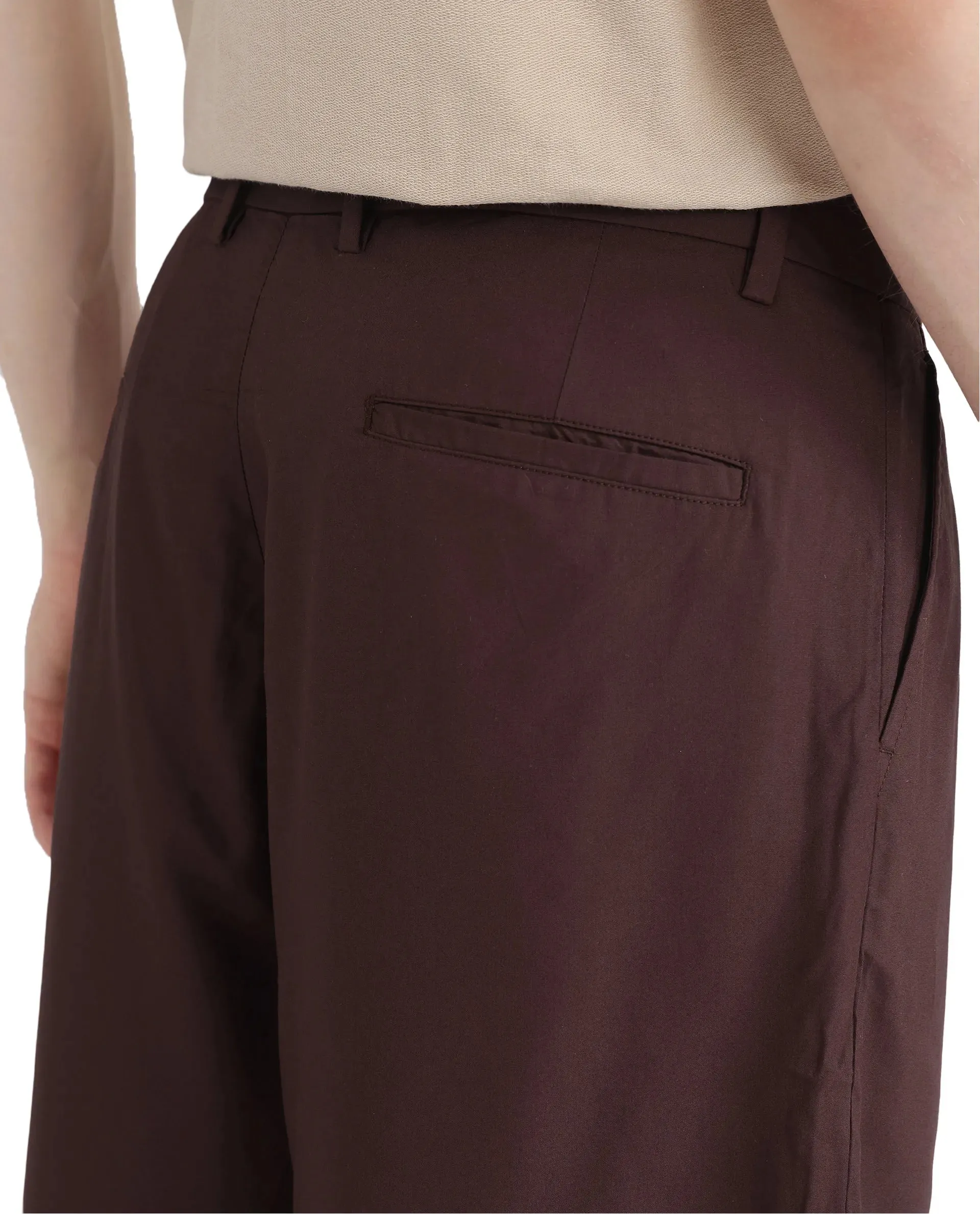 Rare Rabbit Men's Carn-B Brown Button Closure Regular Fit Plain Shorts