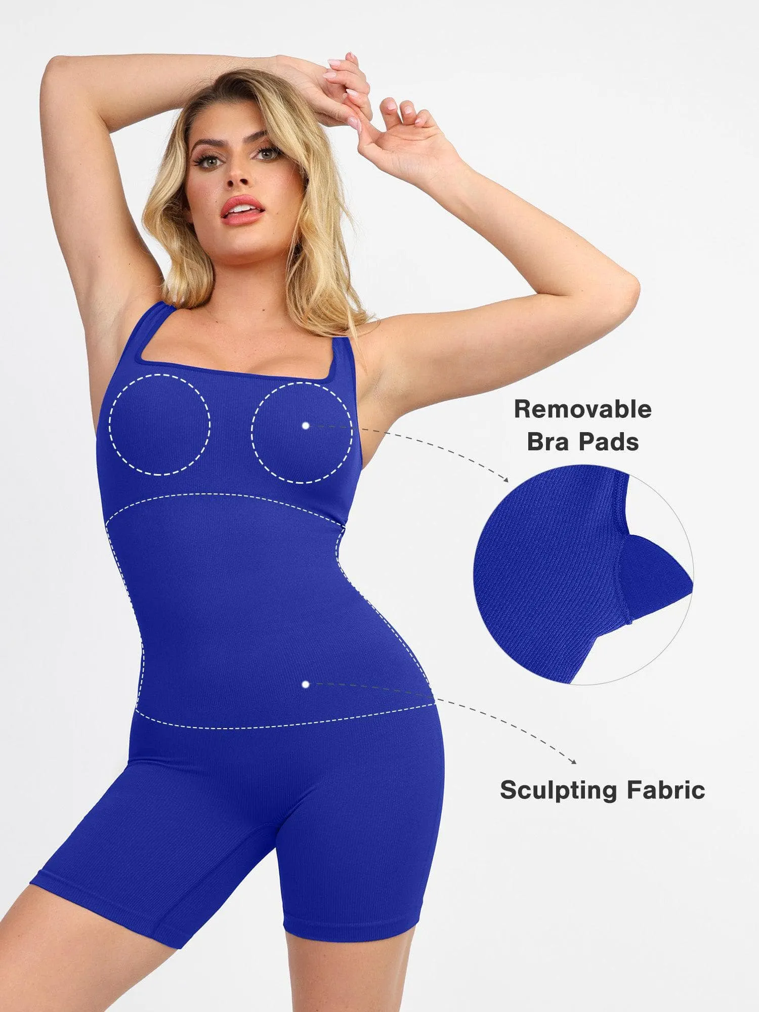 Shapewear Seamless Square Neck Workout Jumpsuit or Romper