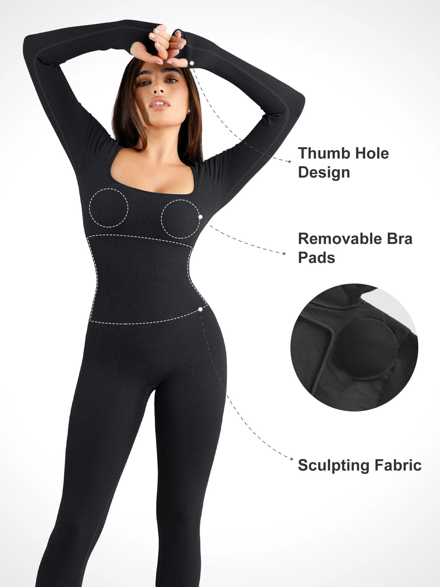 Shapewear Seamless Square Neck Workout Jumpsuit or Romper