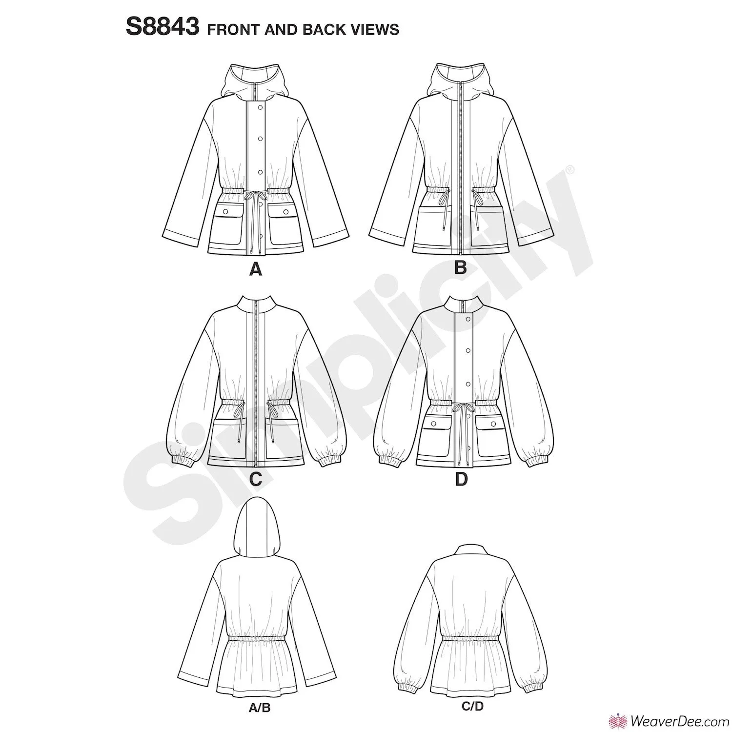 Simplicity Pattern S8843 Misses' Anorak Jacket