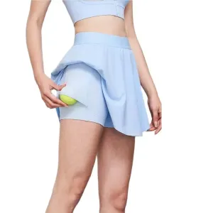 Solid Color Gym Short Skirt Women Fitness Tennis Dress Bodysuit Sbreathable Sweat-wicking One Piece Pockets Golf Tennis Training