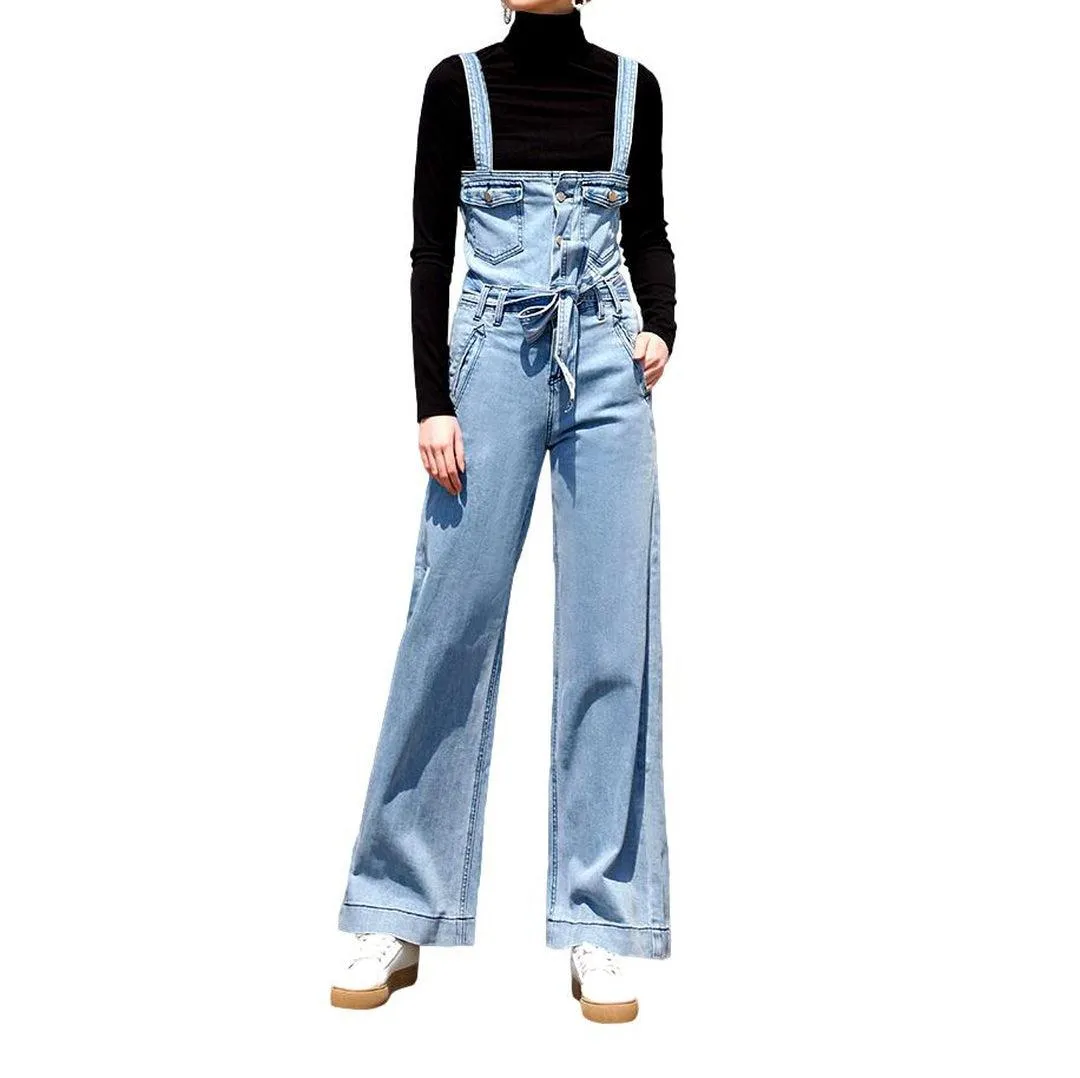 Wide-leg stylish women's denim jumpsuit