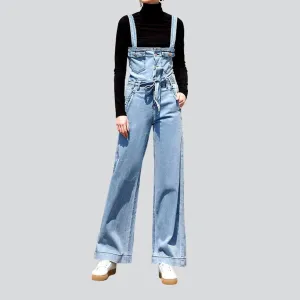 Wide-leg stylish women's denim jumpsuit