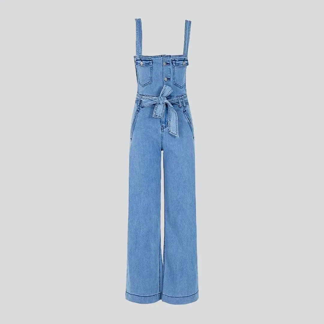 Wide-leg stylish women's denim jumpsuit