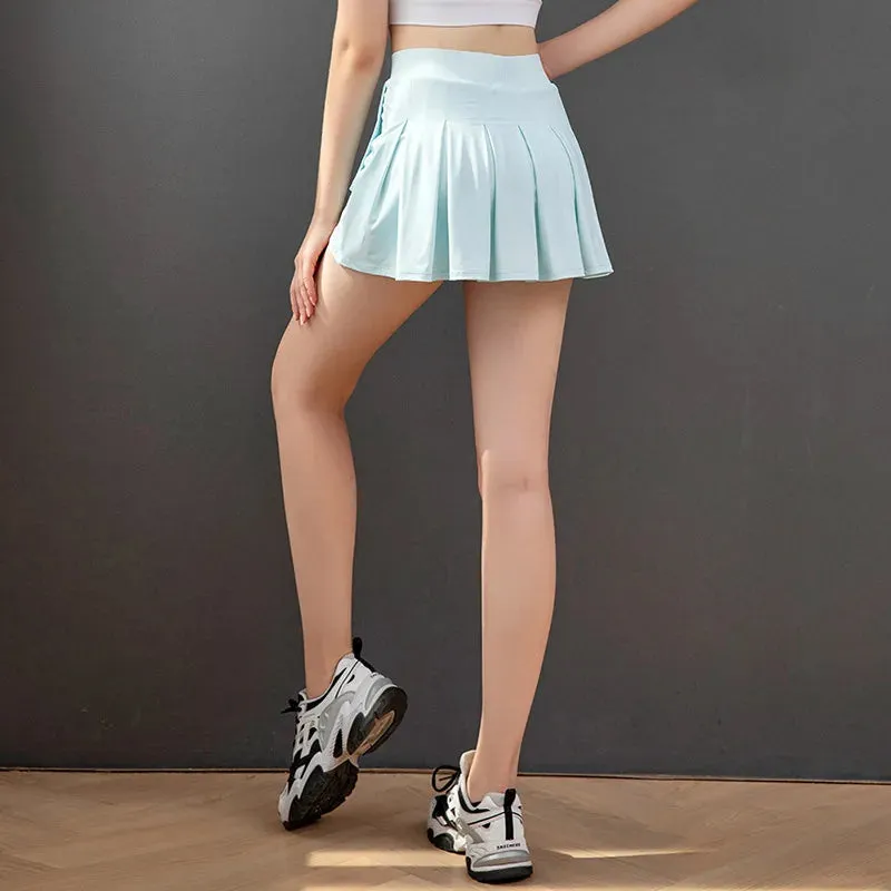 Women Sports Pleated Tennis Skirts Golf Skirt Fitness Shorts High Waist Athletic Running Short Quick Dry Sport Skorts