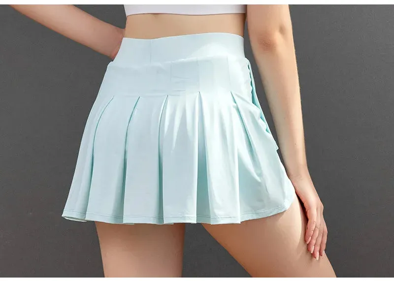 Women Sports Pleated Tennis Skirts Golf Skirt Fitness Shorts High Waist Athletic Running Short Quick Dry Sport Skorts