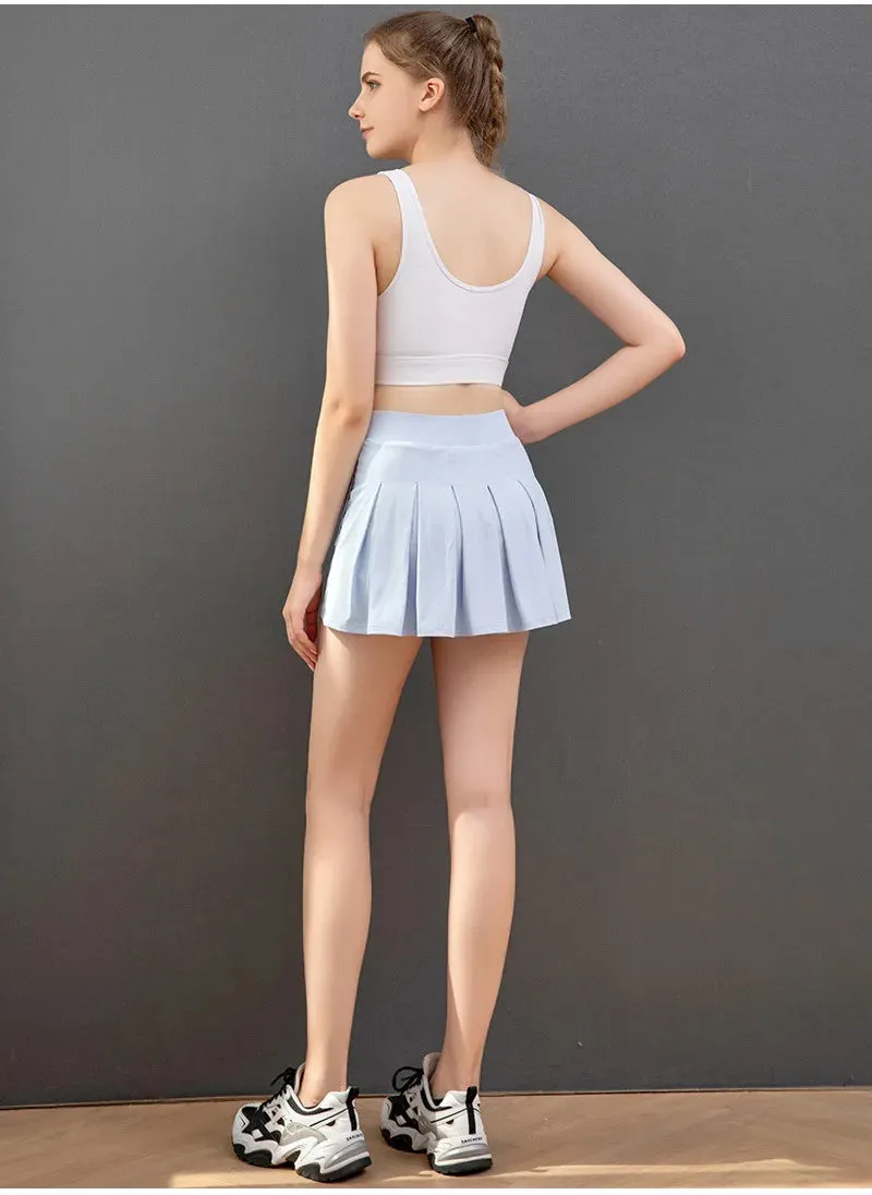 Women Sports Pleated Tennis Skirts Golf Skirt Fitness Shorts High Waist Athletic Running Short Quick Dry Sport Skorts