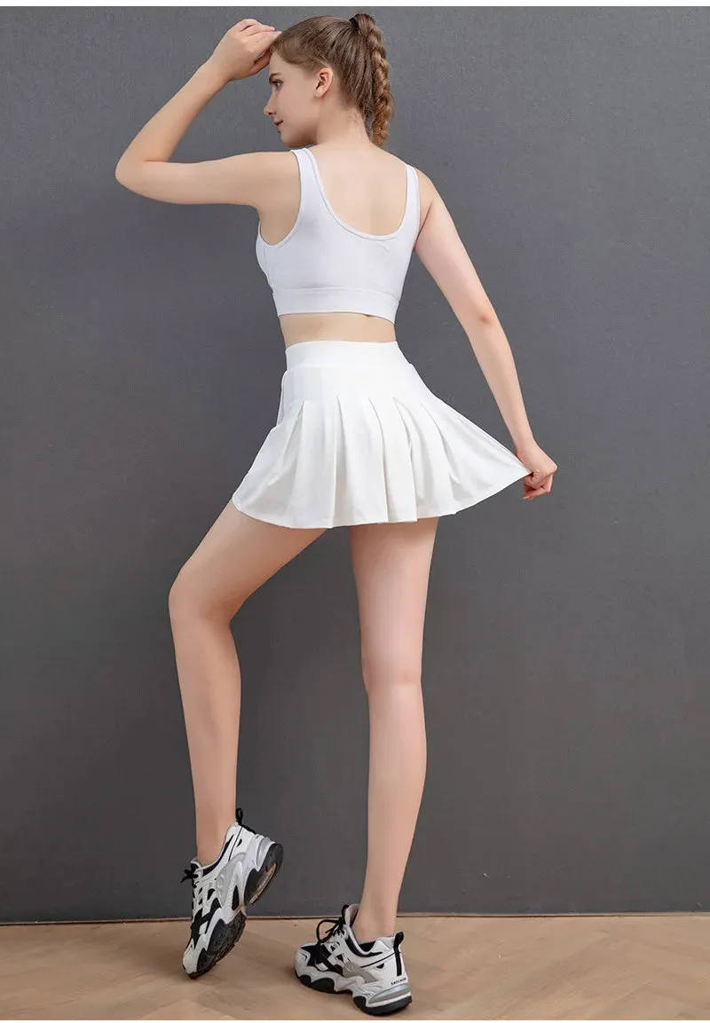 Women Sports Pleated Tennis Skirts Golf Skirt Fitness Shorts High Waist Athletic Running Short Quick Dry Sport Skorts