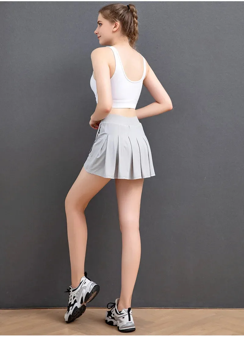 Women Sports Pleated Tennis Skirts Golf Skirt Fitness Shorts High Waist Athletic Running Short Quick Dry Sport Skorts