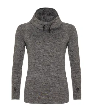 Womens cool cowl neck top | Grey Melange