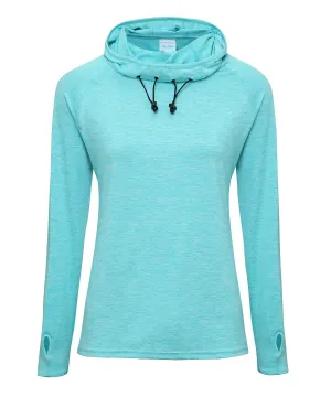 Womens cool cowl neck top | Ocean Blue Melange